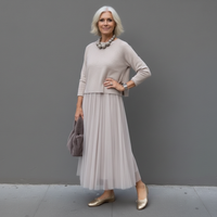 Emmie | Damen Elegantes Zweiteiliges Set Koordiniert Modern Business in Grau