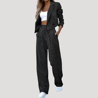 Greta | Damen Nadelstreifen Zweiteiler Blazer Set in Schwarz