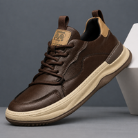 Grove | Herren gearbeitete Leder Sneaker Schnürschuhe in Braun