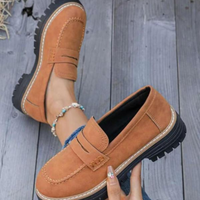 Gudrun | Damen Platform Loafer mit rutschfester Sohle in Braun