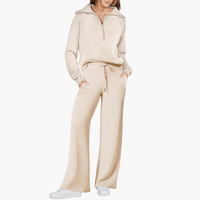 Gwendolyn | Damen Kapuzenpullover Jogginghose Set in Beige