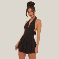Désirée | Damen Halter Minikleid Feminin Party Sommer Sinnlich in Schwarz