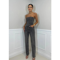 Hannah | Elegantes High Waist Zweiteiler-Set in Grau