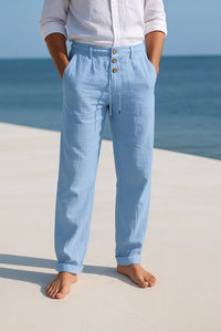 Florian | Herren Leinen Slim Fit Sommerhose Schlank Natürlich Elegant in Hellblau