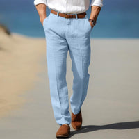 HERRLICHE PREMIUM-LINENHOSE (MIT GÜRTELSCHLAUFEN) in Blau