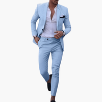 Heinrich | Herren Navy Slim Fit Anzugset in Himmelblau