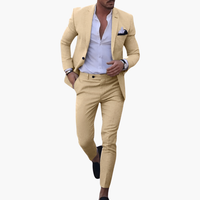Heinrich | Herren Navy Slim Fit Anzugset in Gelb