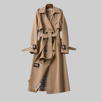 Helga | Langer Trenchcoat mit Gürtel in Beige