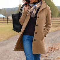 Helga | Klassischer Wintermantel mit Knopfleiste in Khaki