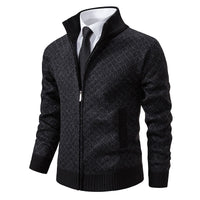 Hendrik | Herren stilvolle Strickjacke mit Zipper in Schwarz