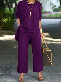 Henriette | Damen Dreiteiler Set mit Weiter Hose in Lila