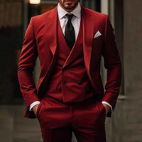 Gabriel | Herren Anzug Komplett Set Business Elegant Hochzeit Modern in Rot