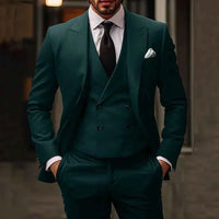 Gabriel | Herren Anzug Komplett Set Business Elegant Hochzeit Modern in Dunkelgrün