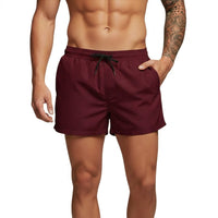 Herren Badeshorts mit elastischem Bund und Kordelzug in Burgunder