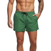 Herren Badeshorts mit elastischem Bund und Kordelzug in Grün