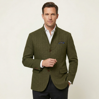 Herren-Blazer aus Fischgrät-Tweed in Olivgrün