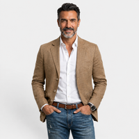 Herren-Blazer mit drei Knöpfen und fallendem Revers in Braun