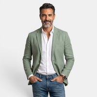 Herren-Blazer mit drei Knöpfen und fallendem Revers in Grün