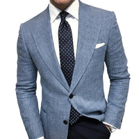 Herren-Blazer mit fallendem Revers und aufgesetzten Taschen in Blau