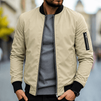 Herren-Bomberjacke mit Reißverschlusstasche am Ärmel in Khaki