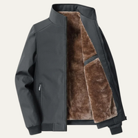 Herren-Bomberjacke mit Stehkragen und Fleece-Futter in Grau