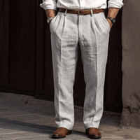 Herren-Bundfaltenhose mit Gürtelschlaufen in Grau