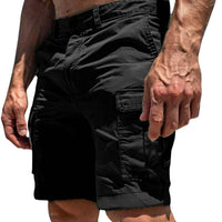 Herren Cargo Shorts mit Knopfverschluss und Seitentaschen in Schwarz