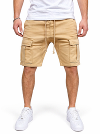 Herren Cargo Shorts mit Kordelzugbund und Pattentaschen in Khaki
