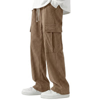 Herren Cord-Cargohose mit weitem Bein in Khaki