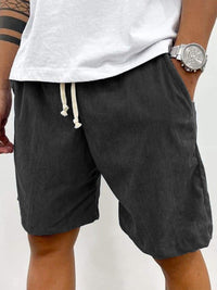 Herren Cord-Shorts mit Kordelzug in Schwarz