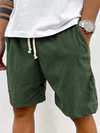 Herren Cord-Shorts mit Kordelzug in Dunkelgrün
