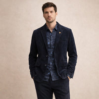 Herren-Cordblazer mit Knopfverschluss in Marineblau