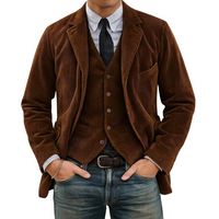 Herren Cordblazer- und Westen-Set in Hellbraun