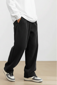 Herren Cordhose mit Elastischem Bund und Geradem Bein in Schwarz