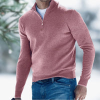 Alexander | Herren Feinstrick Pullover Viertelreißverschluss Knit Sweater in Rosa