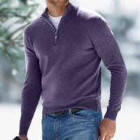 Alexander | Herren Feinstrick Pullover Viertelreißverschluss Knit Sweater in Lila