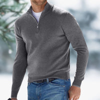 Alexander | Herren Feinstrick Pullover Viertelreißverschluss Knit Sweater in Grau