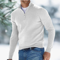 Alexander | Herren Feinstrick Pullover Viertelreißverschluss Knit Sweater in Weiß