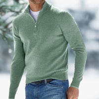 Alexander | Herren Feinstrick Pullover Viertelreißverschluss Knit Sweater in Grün