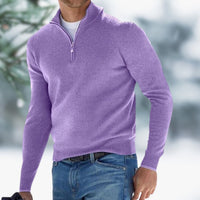 Alexander | Herren Feinstrick Pullover Viertelreißverschluss Knit Sweater in Hellviolett