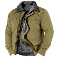 Elias | Herren Fleecegefütterter Western-Cardigan Sherpa-Kragen Knopfleiste in Grün