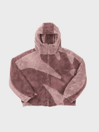Herren Fleecejacke mit Kapuze und Musterpanelen in Rosa