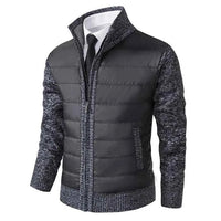 Herren Hybrid-Strickjacke mit Wattierung in Dunkelgrau