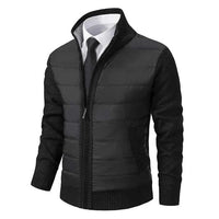 Herren Hybrid-Strickjacke mit Wattierung in Schwarz