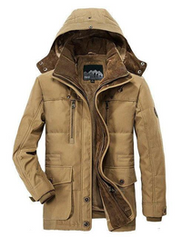 Herren Jacke mit Kapuze und Knopf-Reißverschluss in Beige