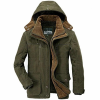 Herren Jacke mit Kapuze und Knopf-Reißverschluss in Grün