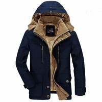 Herren Jacke mit Kapuze und Knopf-Reißverschluss in Marineblau