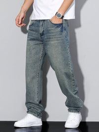 Herren Jeans mit lockerer Passform in Hellgrau