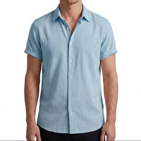 Herren Kurzarm-Button-Down-Hemd in Himmelblau