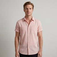 Herren Kurzarm-Button-Down-Hemd in Rosa